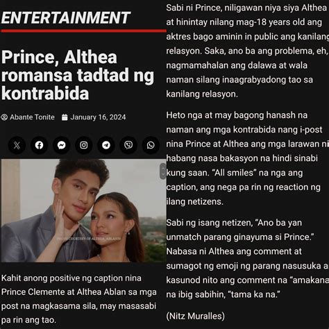 mae ablan sex scandal|Althea Ablan, Prince Clemente are in a relationship, actress .